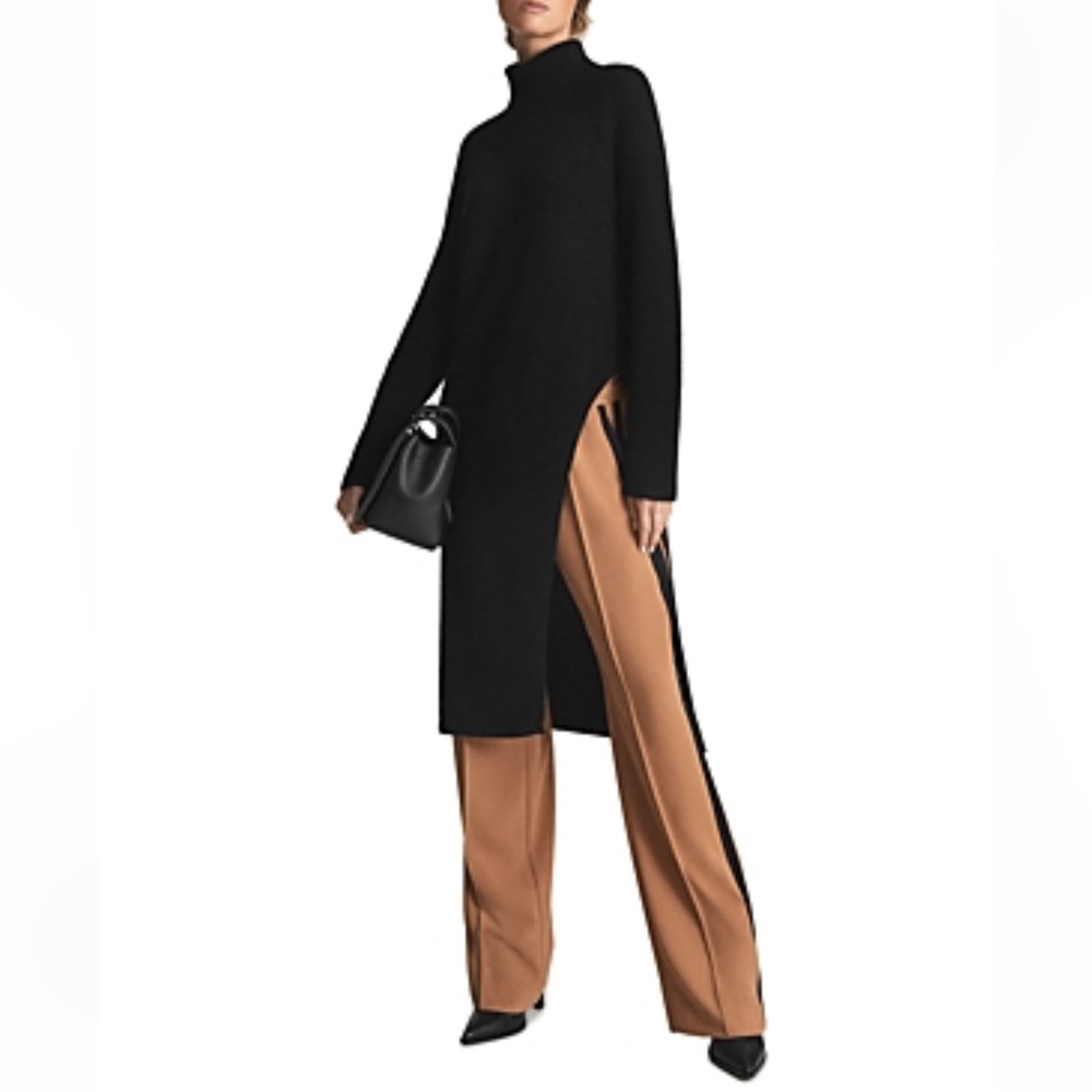 REISS Elle Roll Neck Asymmetric Tunic Sweater Size L